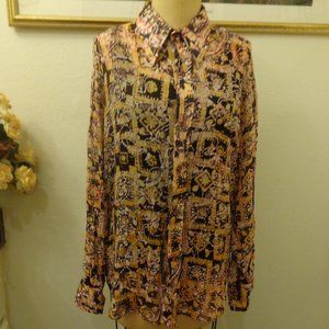 Vintage Men's Psychedelic Print Long Sleeve Shirt